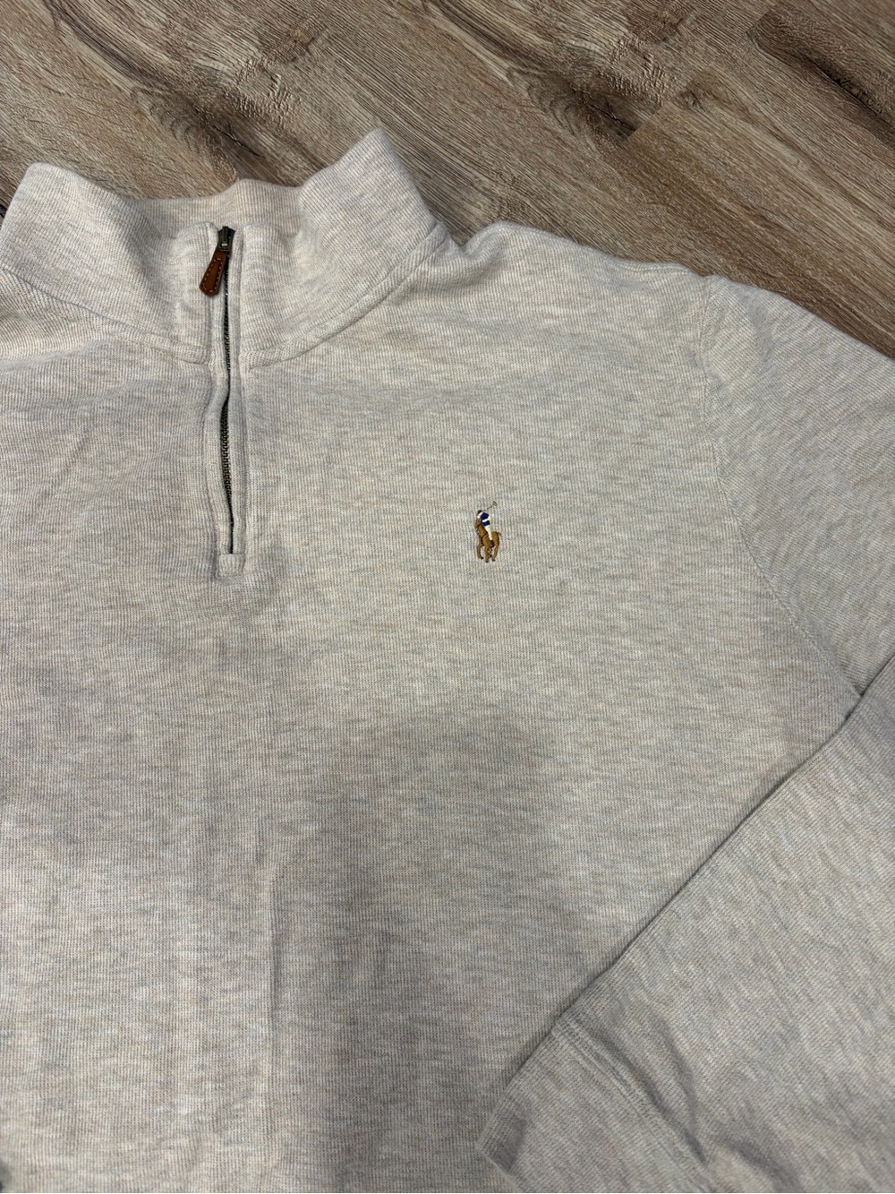 Polo by Ralph Lauren Heather Light Gray Quarter-Zip Pullover - Picture 2 of 3